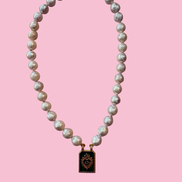 Collana MADEMOISELLE  perle coltivate mm 10 con charm verde