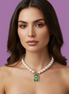 Collana MADEMOISELLE  perle coltivate mm 10 con charm verde