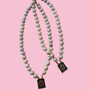 Collana MADEMOISELLE  perle coltivate mm 10 con charm verde