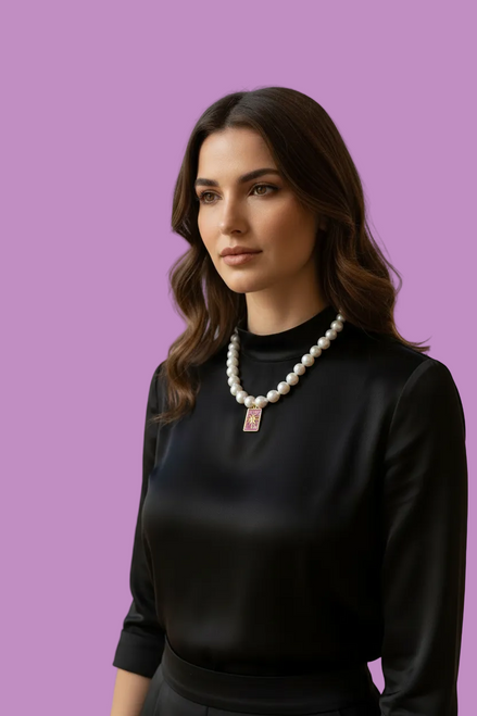 Collana MADEMOISELLE  perle coltivate mm 10 con charm