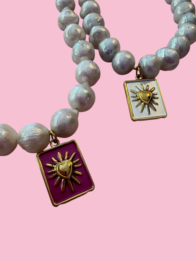 Collana MADEMOISELLE  perle coltivate mm 10 con charm