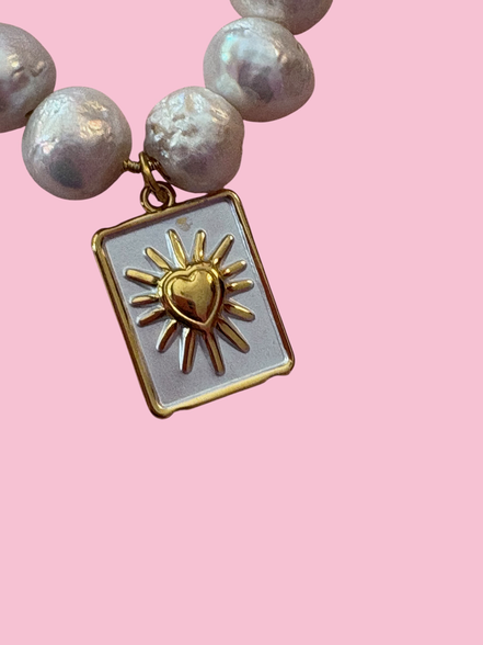 Collana MADEMOISELLE  perle coltivate mm 10 con charm