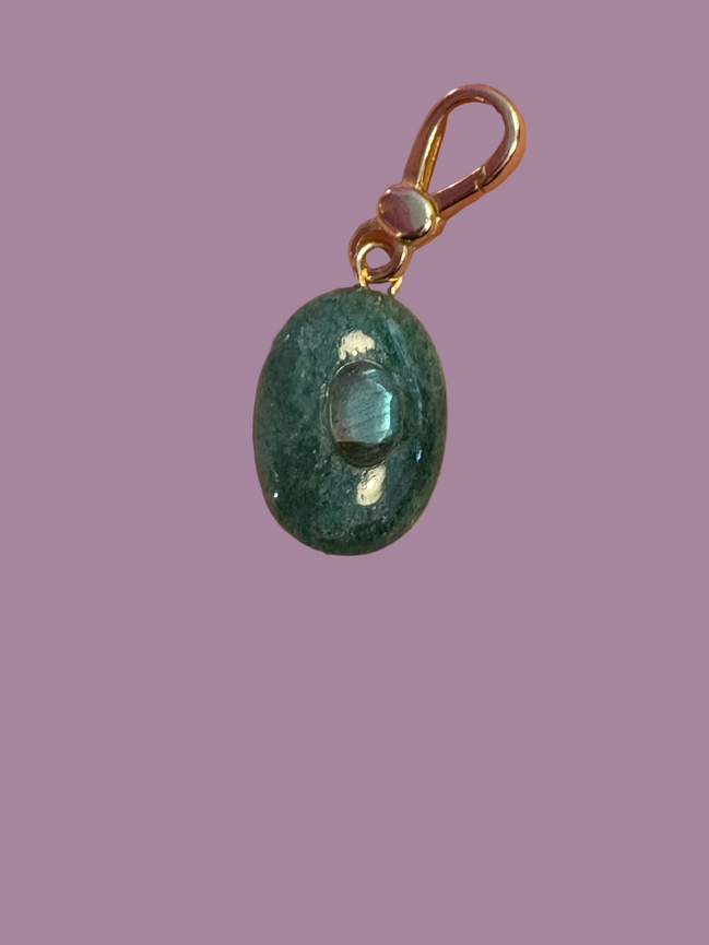 CHARM  JAIPUR - giada e attacco scatto argento 925