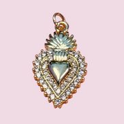 CHARM Cuore Sacro Gold - cm 2,5 ottone placcato oro giallo 18kt con pavé di zirconi
