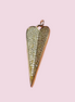 CHARM Cuore allungato Gold - cm 4 ottone placcato oro giallo 18kt con pavé di zirconi