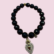Bracciale Bisette -TALISMANI  onice  cm 1 con charm Cuore sacro gold