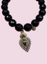 Bracciale Bisette -TALISMANI  onice  cm 1 con charm Cuore sacro gold