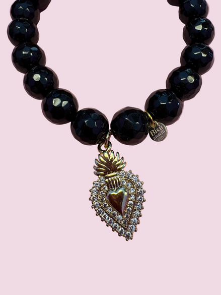 Armband Bisette -TALISMANE Onyx 0,8 mm mit Miraculous-Anhänger