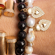 Bracciale Bisette -TALISMANI  onice  cm 1 con charm Cuore sacro gold
