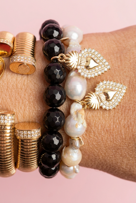 Armband Bisette -TALISMANE Onyx 0,8 mm mit Miraculous-Anhänger