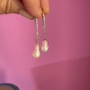 Orecchini ICONICI -argento 925  placcato oro giallo con perla coltivata