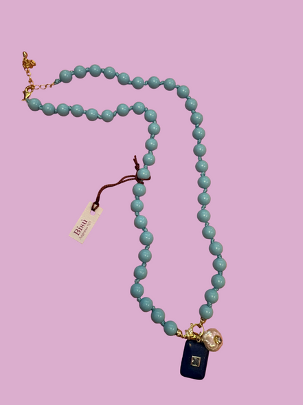 Collana - OCEANO turchese mm 8 e argento 925