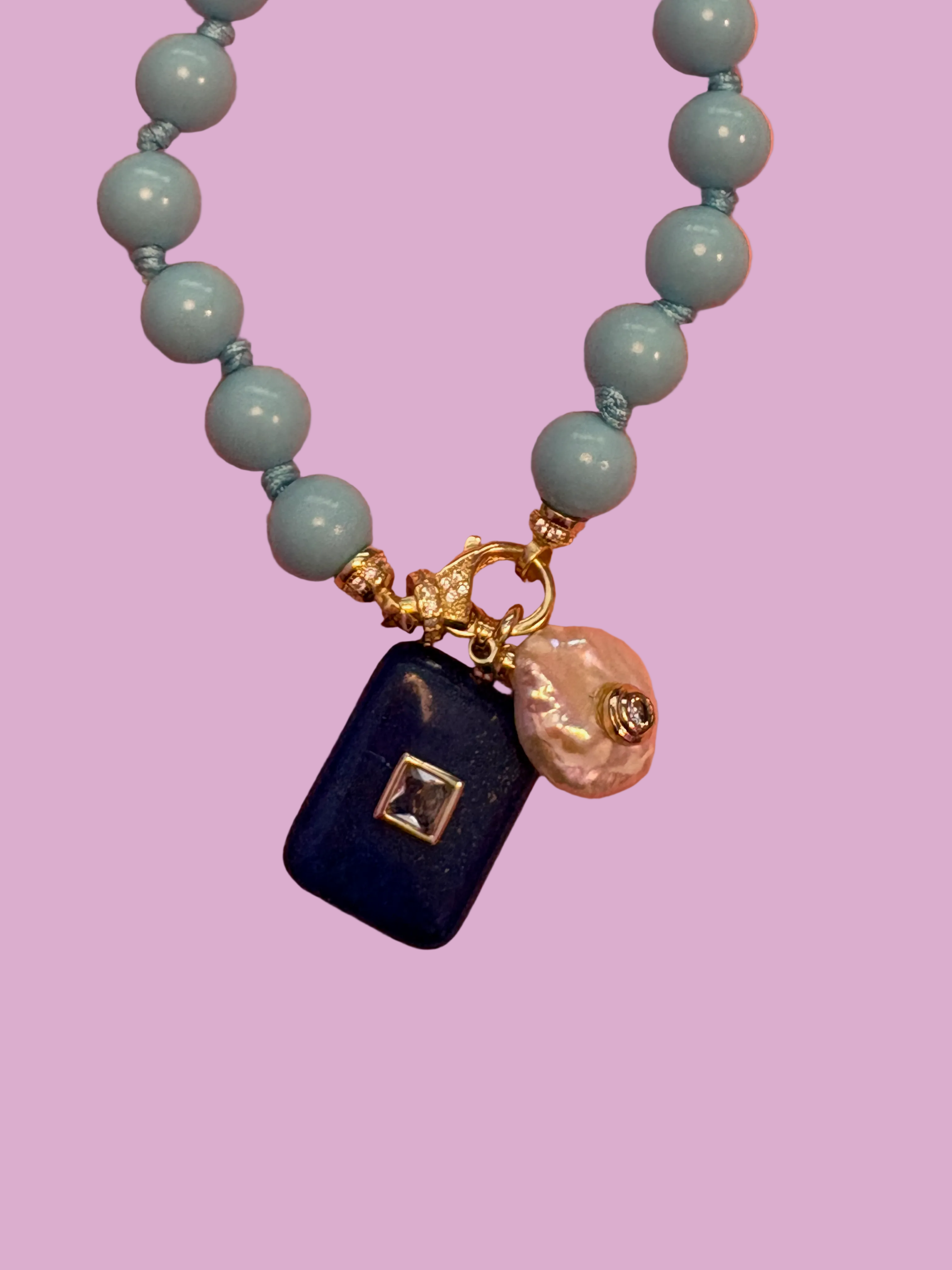 Collana - OCEANO turchese mm 8 e argento 925