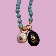 Collana OCEANO - Turchese  mm 6 con 2 chiusure gioiello argento