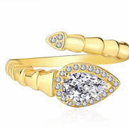Anello Snake in Argento 925 e Moissanite Taglio Pera (1ct) regolabile