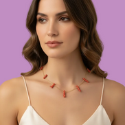 Collezione Mediterranea - Collana argento 925 con  7 rametti corallo rosso naturale