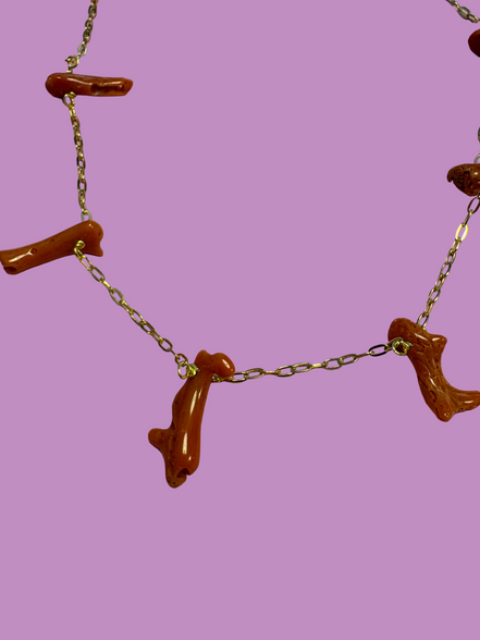 Collezione Mediterranea - Collana argento 925 con  7 rametti corallo rosso naturale
