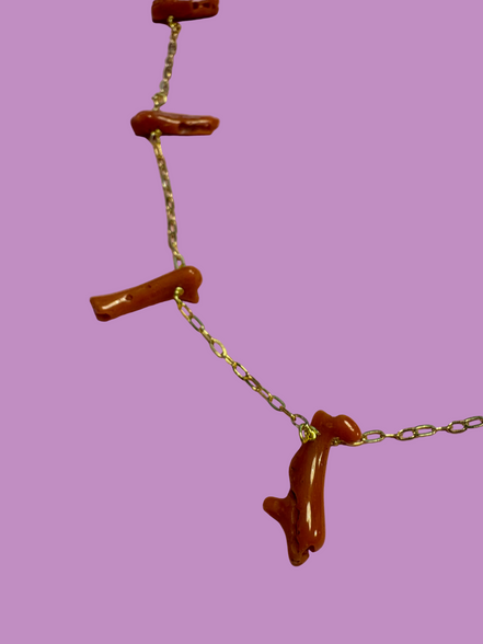 Collezione Mediterranea - Collana argento 925 con  7 rametti corallo rosso naturale
