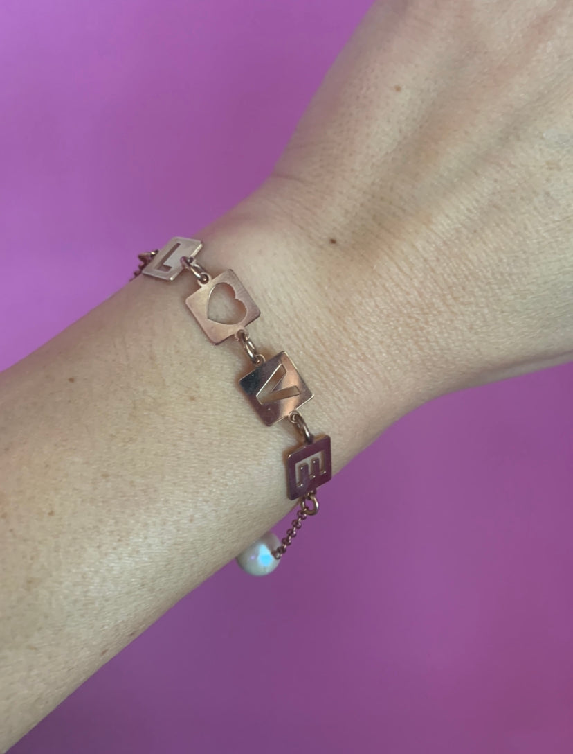 Bracciale AMORE argento 925 oro giallo con perle barocche