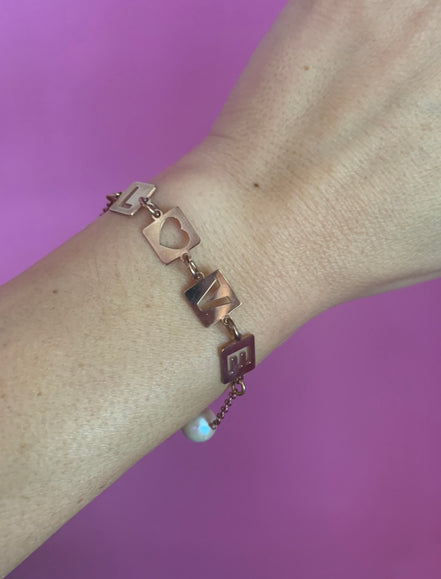 Bracciale AMORE argento 925 oro giallo con perle barocche