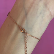 Bracciale argento 925 oro rosa con cuori di zirconi colorati