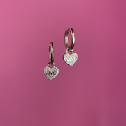 Orecchini hoop  - argento 925 cuoricino 