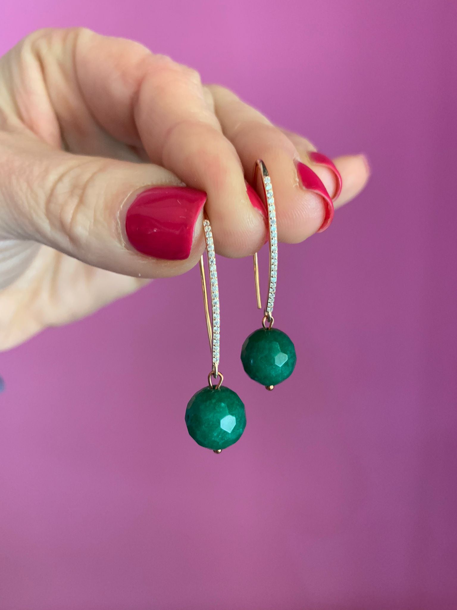 ICONICI – giada verde -argento 925 rosé  ago lungo