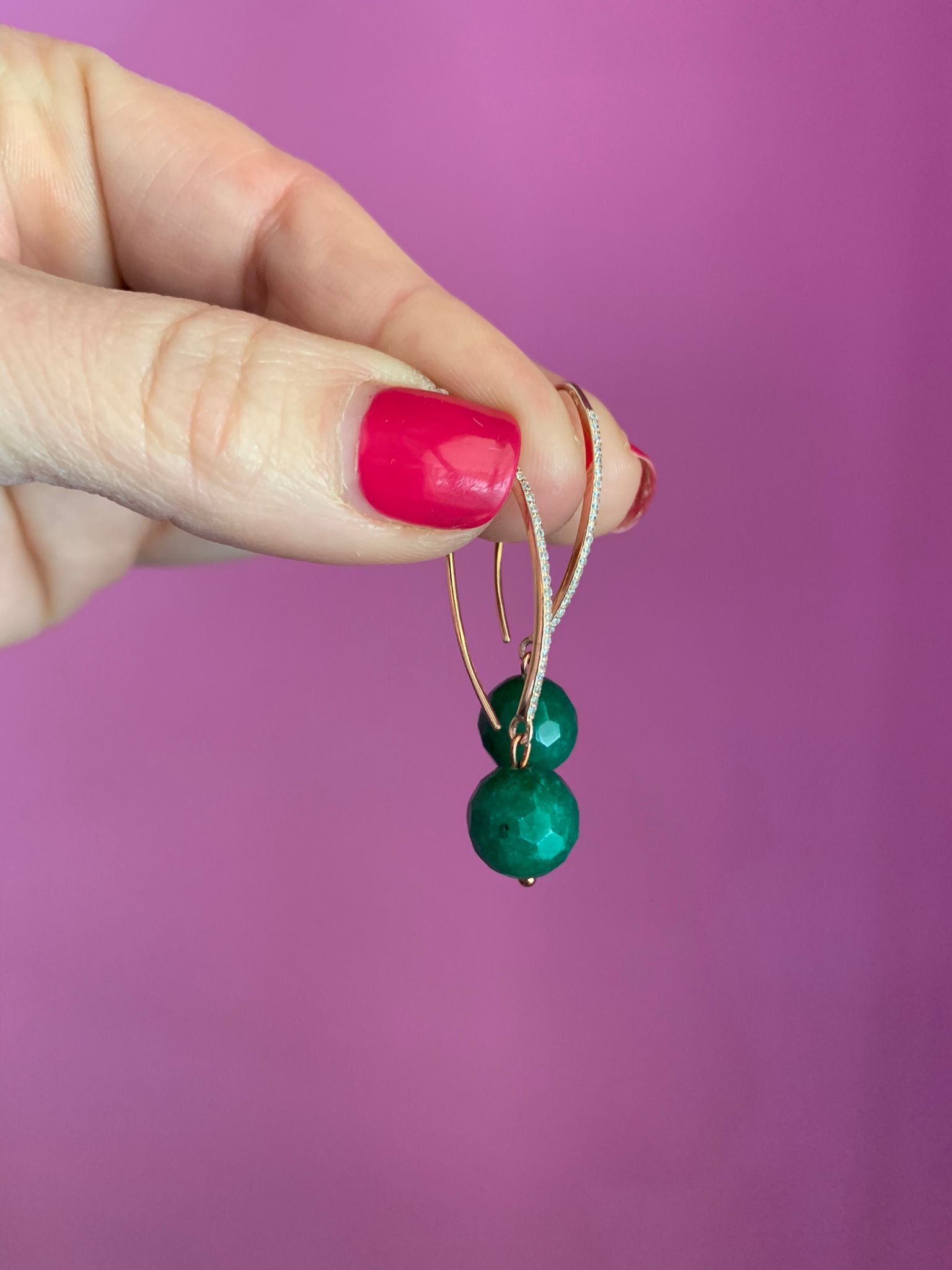 ICONICI – giada verde -argento 925 rosé  ago lungo