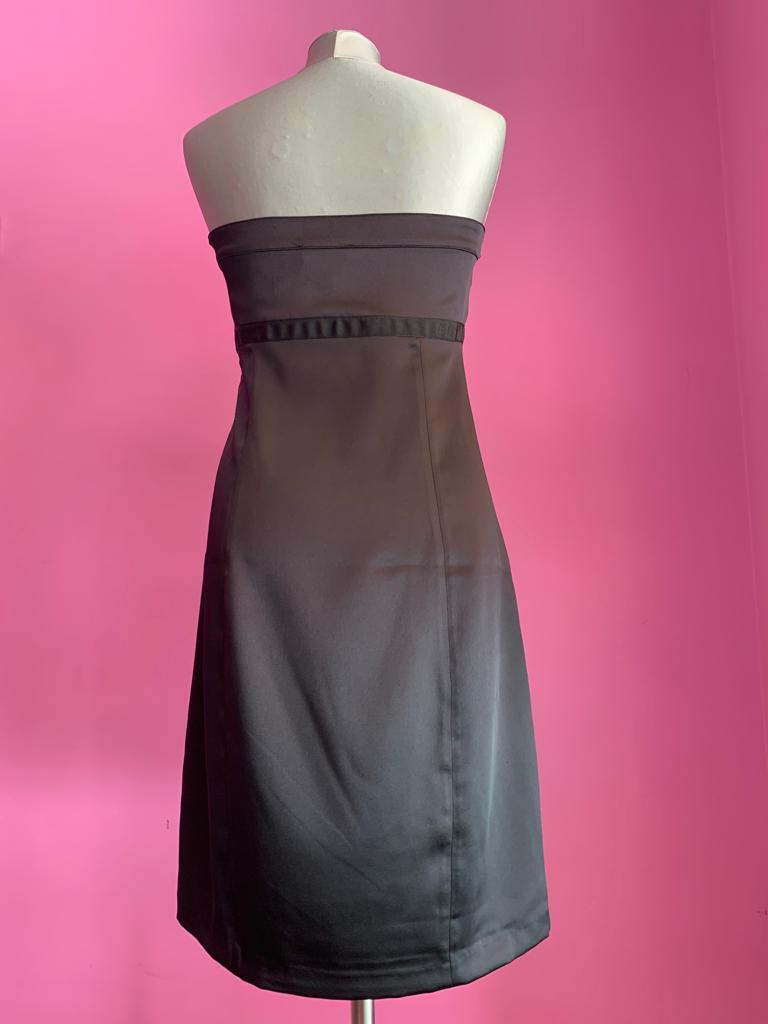 Jane Austen - Abito Bustier in raso nero con decorazione ricamo