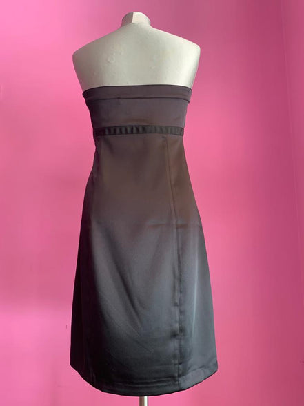 Jane Austen - Abito Bustier in raso nero con decorazione ricamo