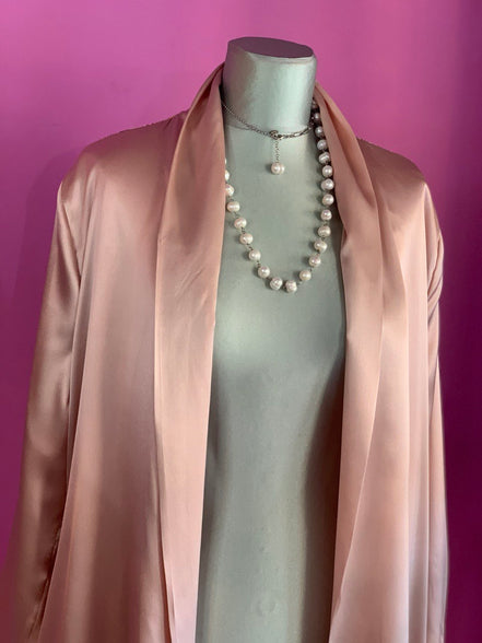 LUCE - Spolverino in 100% seta - rosa con fantasia cachemire sul retro