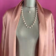 LUCE - Spolverino in 100% seta - rosa con fantasia cachemire sul retro