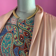 LUCE - Spolverino in 100% seta - rosa con fantasia cachemire sul retro