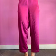 William Shakespeare - Pantaloni con tasche in raso fucsia con tasche ed elastico in vita