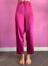 William Shakespeare - Pantaloni con tasche in raso fucsia con tasche ed elastico in vita
