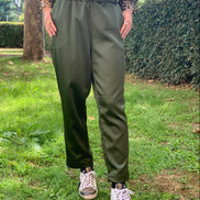 William Shakespeare - Pantaloni con tasche in raso verde con tasche ed elastico in vita
