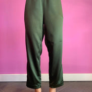 William Shakespeare - Pantaloni con tasche in raso verde con tasche ed elastico in vita