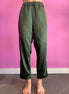 William Shakespeare - Pantaloni con tasche in raso verde con tasche ed elastico in vita