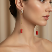 Collezione Mediterranea - Orecchini barilotti di corallo rosso italiano