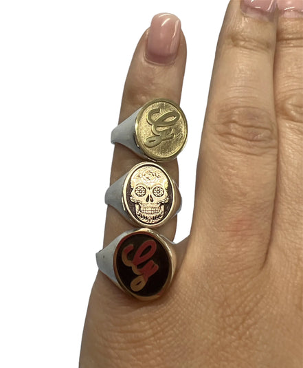 Anello Chevalier con teschio – oro 18kt e argento 925