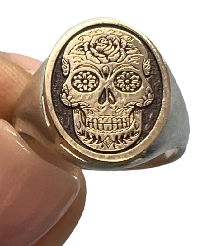 Anello Chevalier con teschio – oro 18kt e argento 925