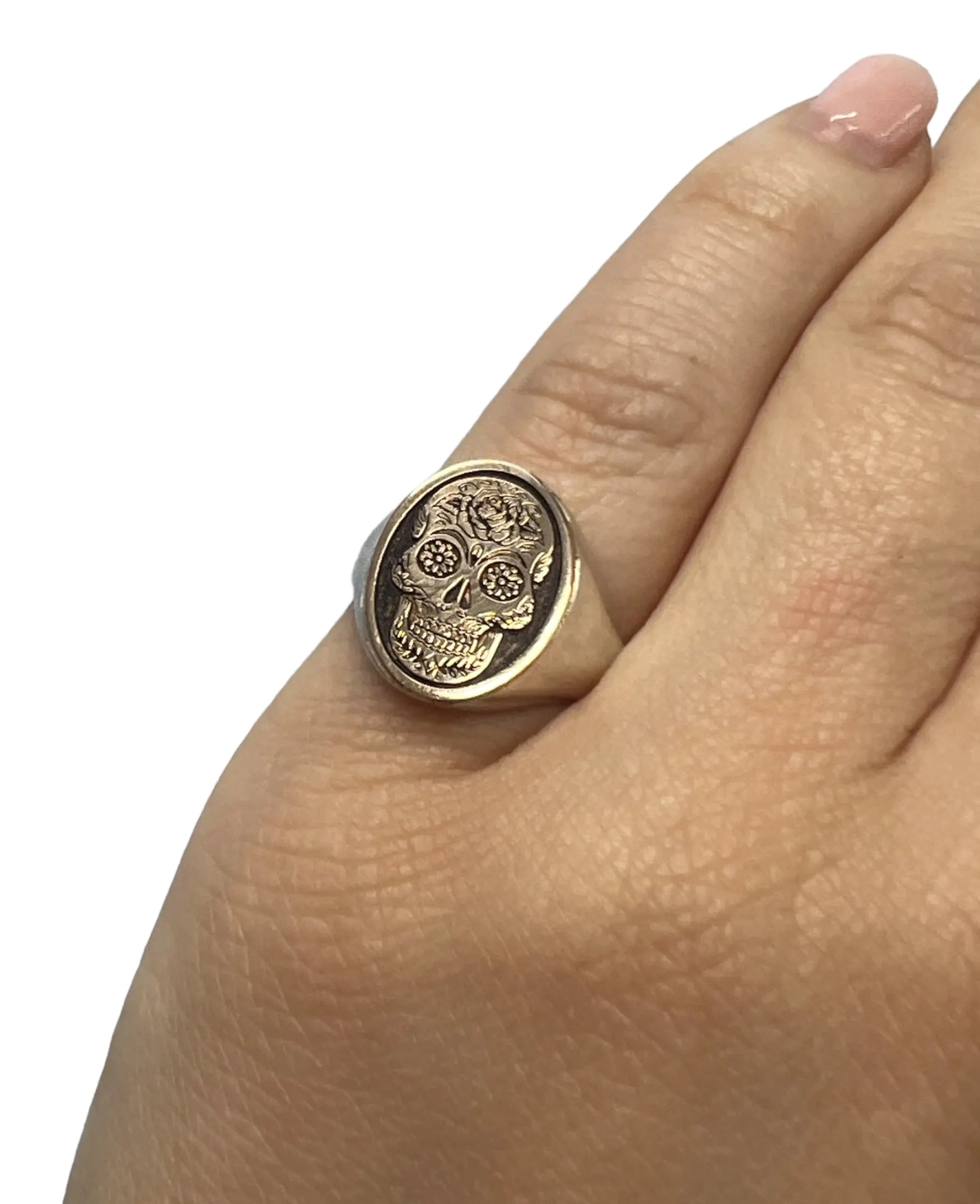 Anello Chevalier con teschio – oro 18kt e argento 925