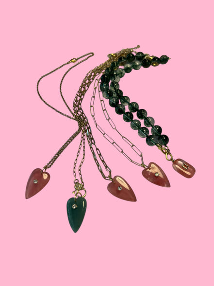 Collana JAIPUR - Catena argento   925 e pendente   cuore quarzo fragola