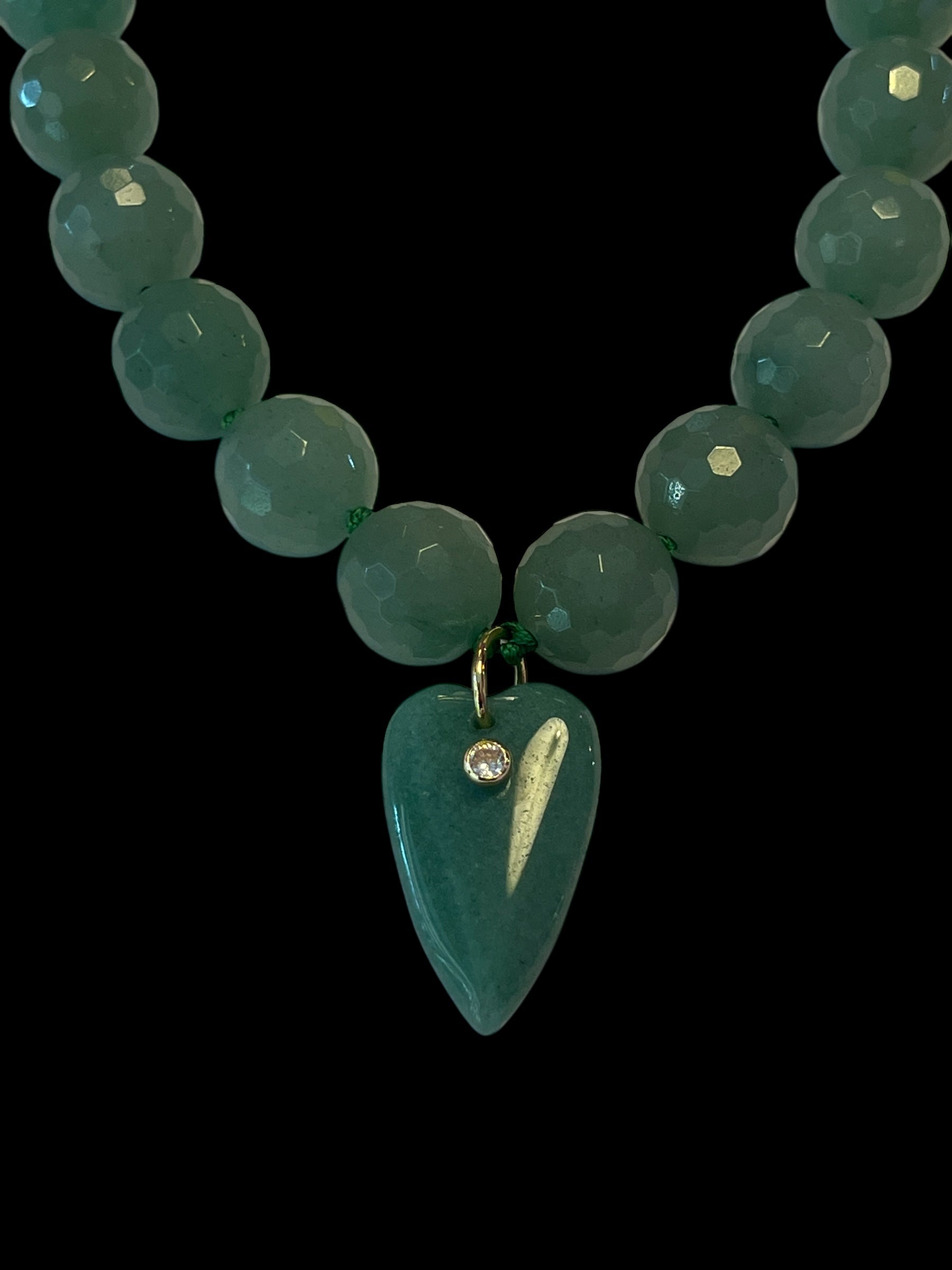 Collana JAIPUR - Avventurina verde e pendente cuore