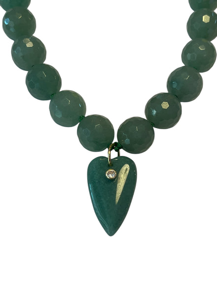 Collana JAIPUR - Avventurina verde e pendente cuore