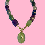 Collana JAIPUR - gemme colorate  e pendente prenite