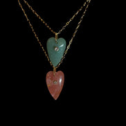 Collana JAIPUR - Catena argento    925 e pendente    cuore avventurina verde