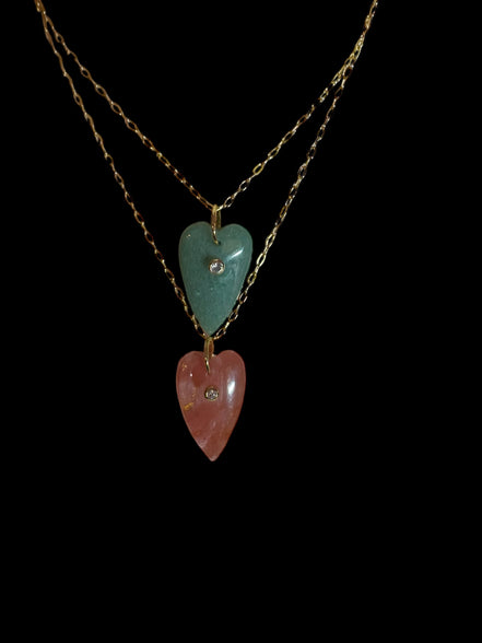 Collana JAIPUR - Catena argento   925 e pendente   cuore quarzo fragola