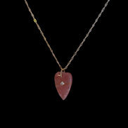 Collana JAIPUR - Catena argento   925 e pendente   cuore quarzo fragola