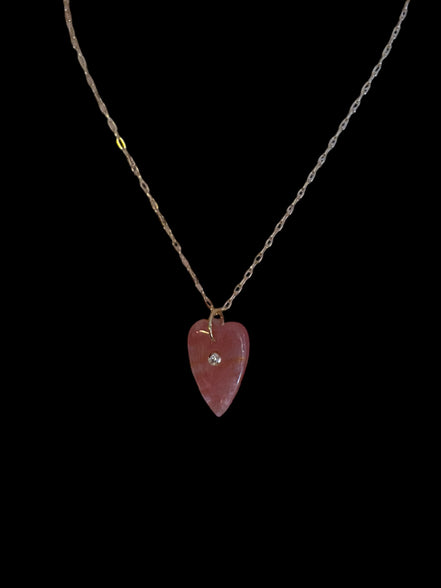 Collana JAIPUR - Catena argento   925 e pendente   cuore quarzo fragola